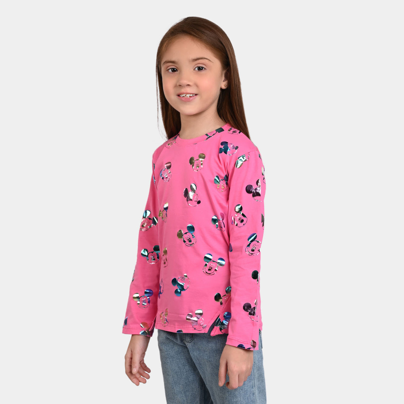 Girls Jersey T-Shirt F/S Multi character-Pink