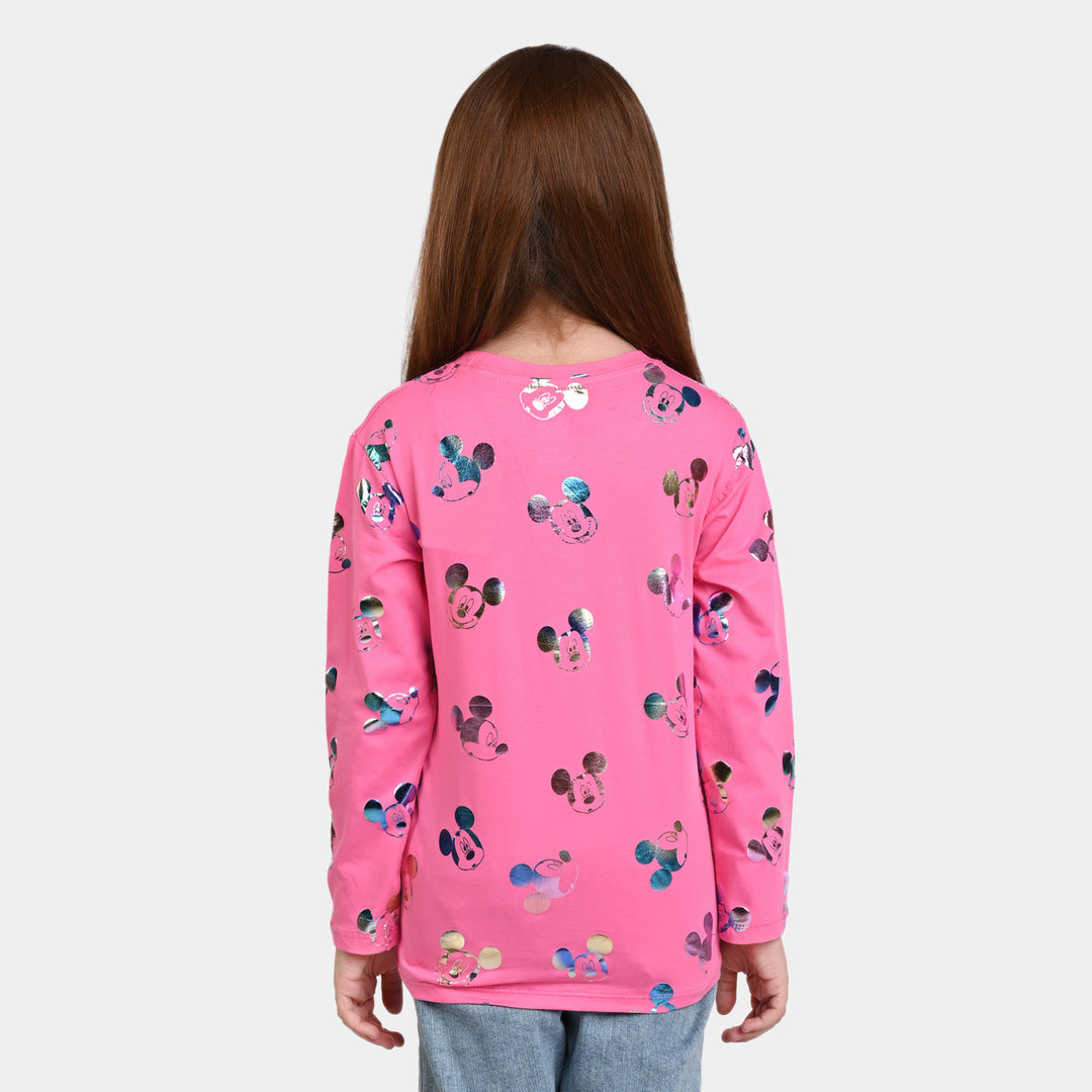 Girls Jersey T-Shirt F/S Multi character-Pink