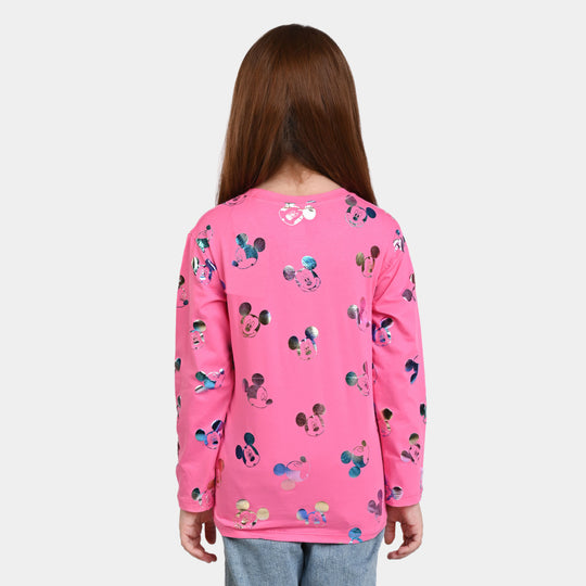 Girls Jersey T-Shirt F/S Multi character-Pink