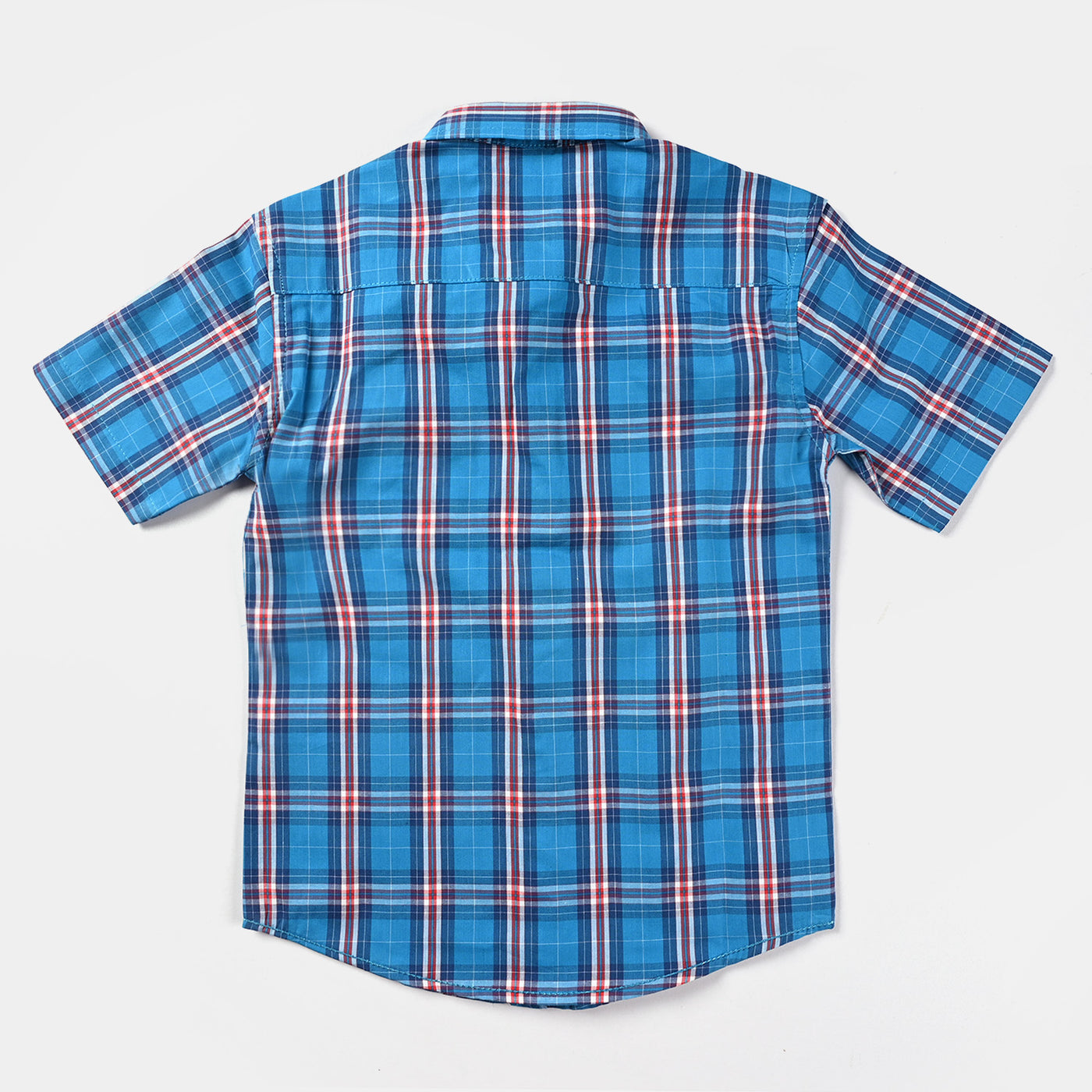 Boys Yarn Dyed Casual Shirt H/S (Enjoy Life)-Blue