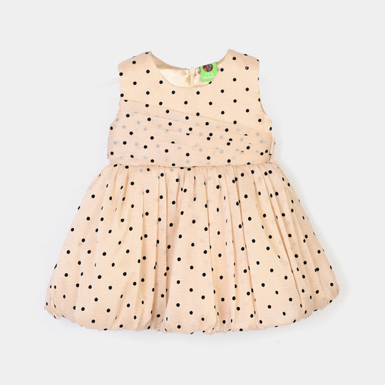 Infant Girls Organza Fancy Frock Polka Dream-Cream