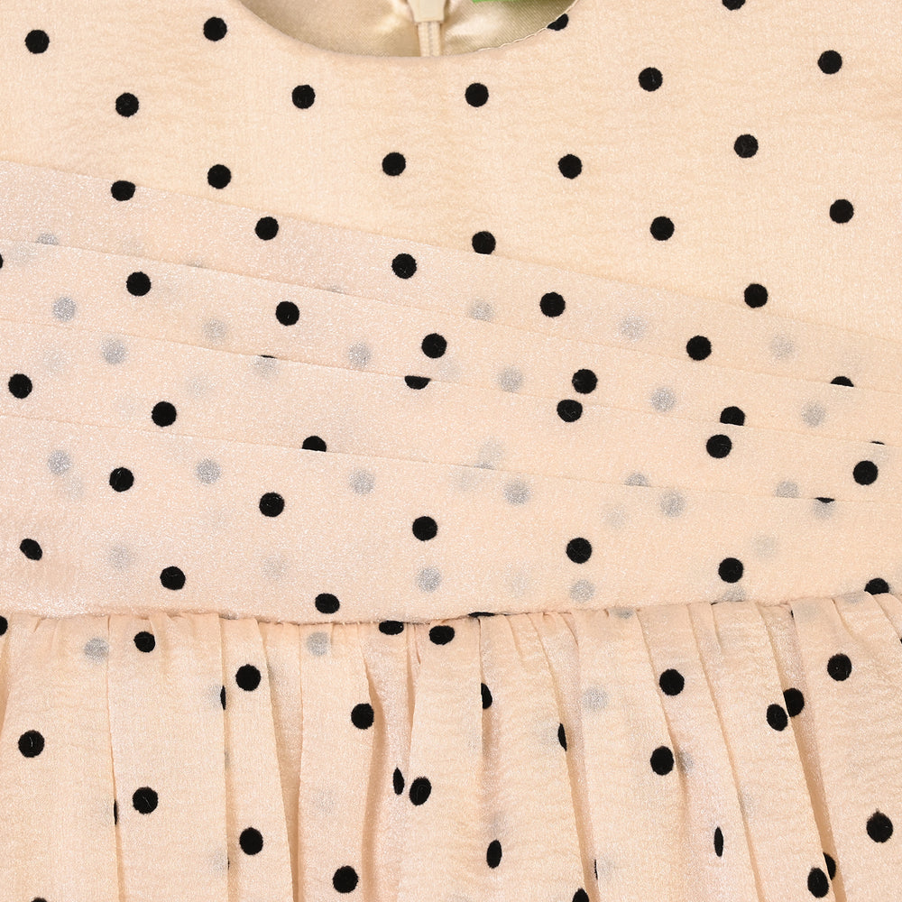 Infant Girls Organza Fancy Frock Polka Dream-Cream