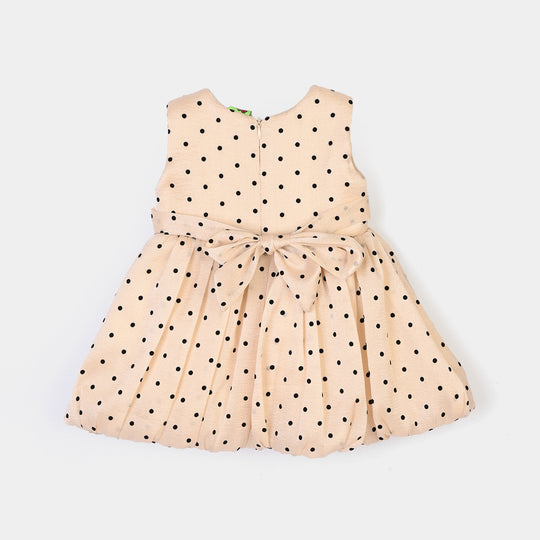 Infant Girls Organza Fancy Frock Polka Dream-Cream