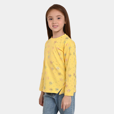 Girls T-Shirt Jersey F/S Multi Flowers - Yellow