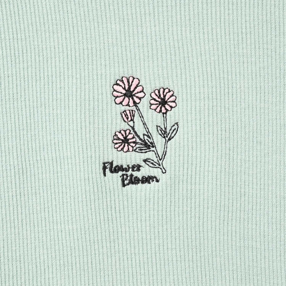 Girls Cotton Rib T-Shirt Floral Bloom - Blue