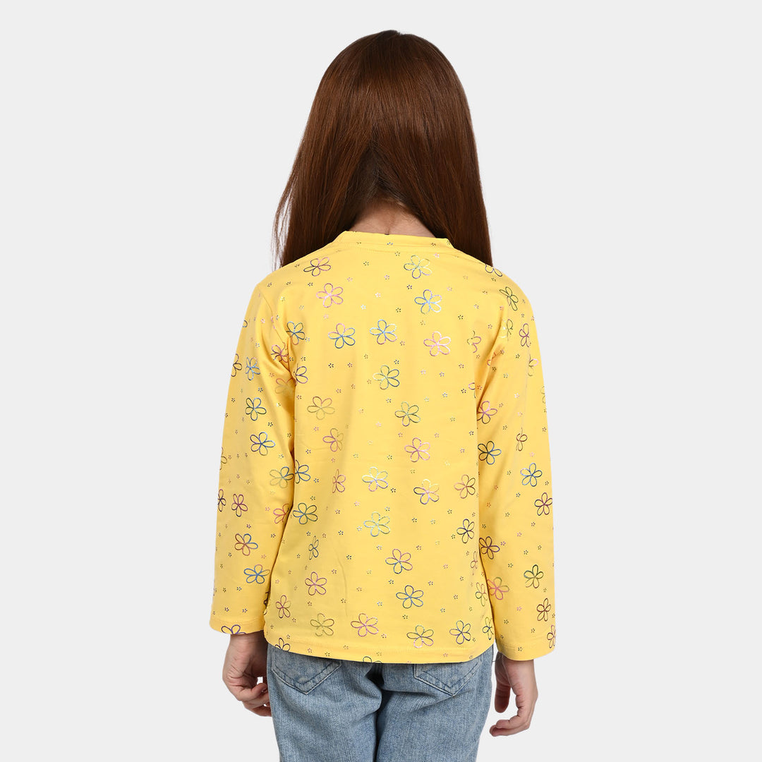 Girls T-Shirt Jersey F/S Multi Flowers - Yellow