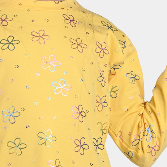 Girls T-Shirt Jersey F/S Multi Flowers - Yellow