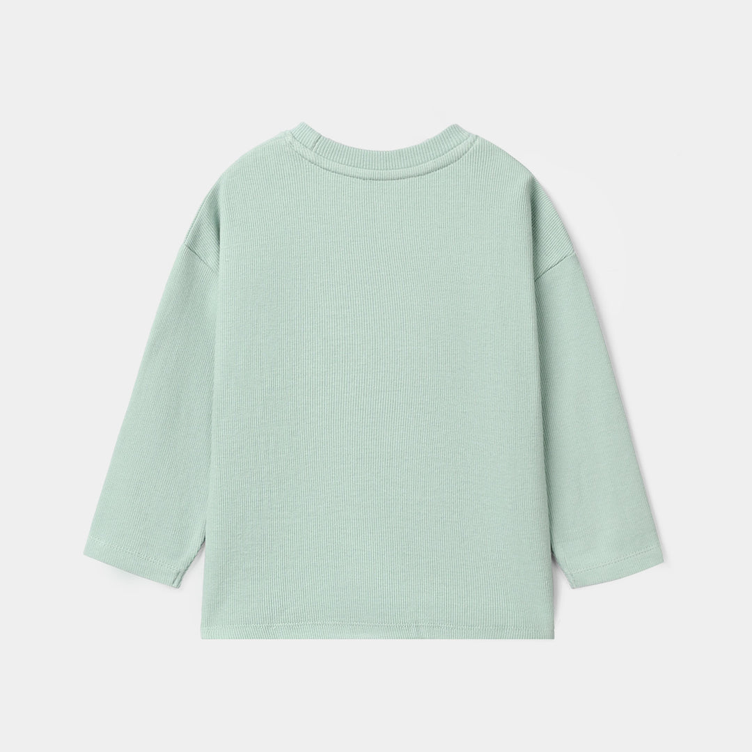 Girls Cotton Rib T-Shirt Floral Bloom - Blue