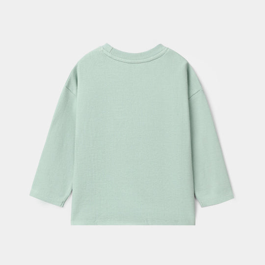 Girls Cotton Rib T-Shirt Floral Bloom - Blue