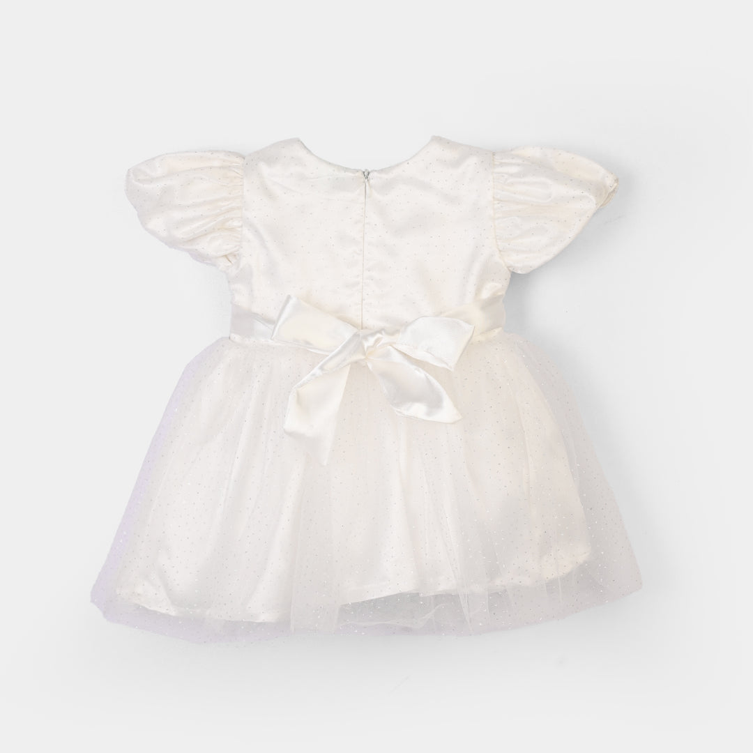 Infant Girls Net Fancy Frock-Baby Glam-WHITE