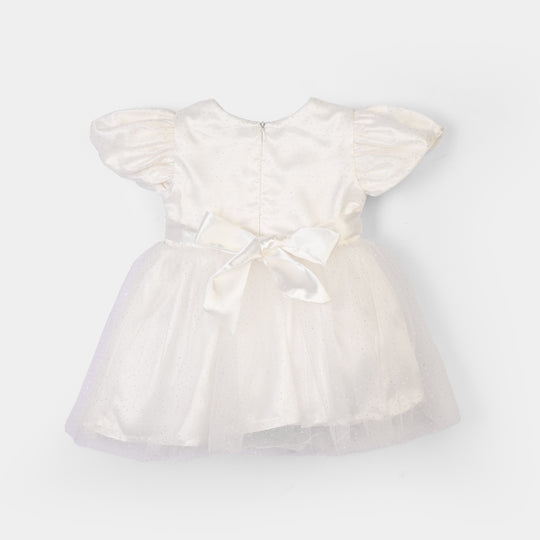 Infant Girls Net Fancy Frock-Baby Glam-WHITE