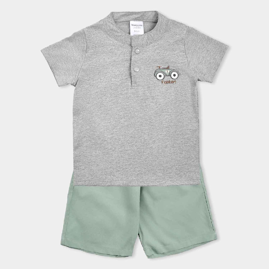 Infant Boys Cotton Interlock Suit -GREY