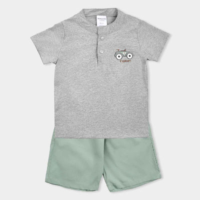 Infant Boys Cotton Interlock Suit -GREY