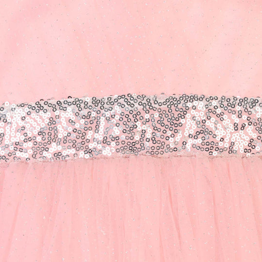 Girls Net Fancy Frock Adorable -Peach