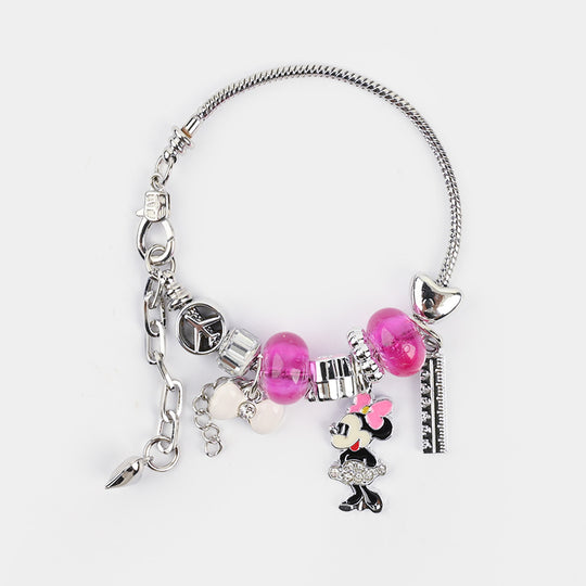 Silver-Plated Snake Chain Charm Bracelet