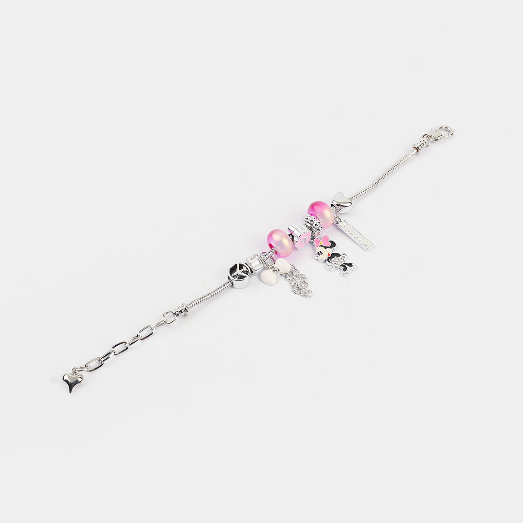 Silver-Plated Snake Chain Charm Bracelet