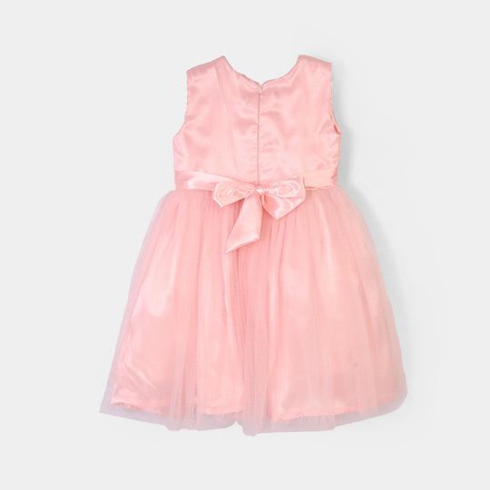 Girls Net Fancy Frock Adorable -Peach