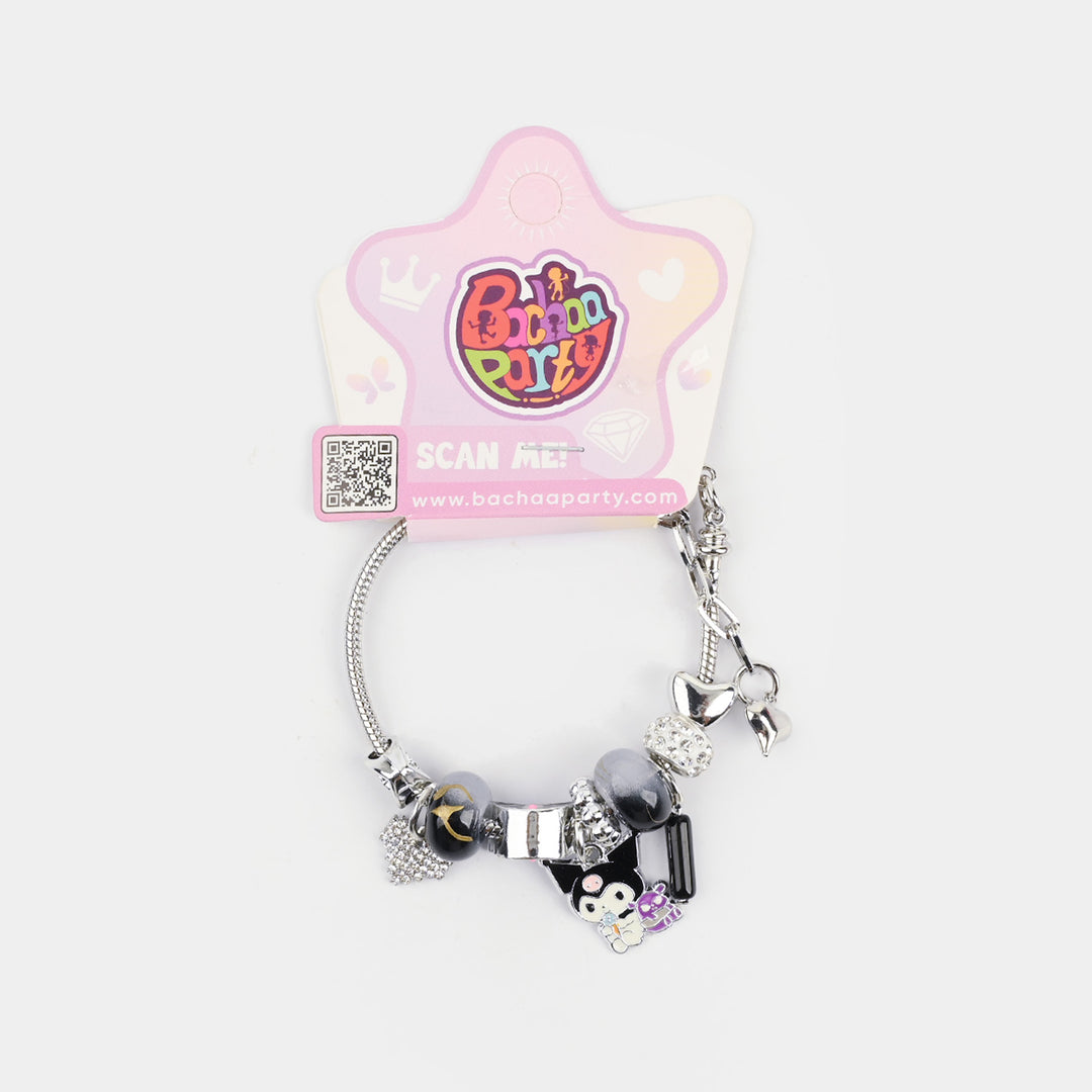 Silver-Plated Snake Chain Charm Bracelet