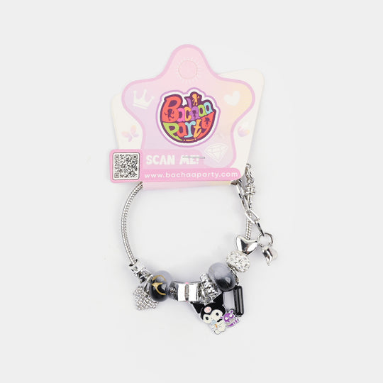 Silver-Plated Snake Chain Charm Bracelet