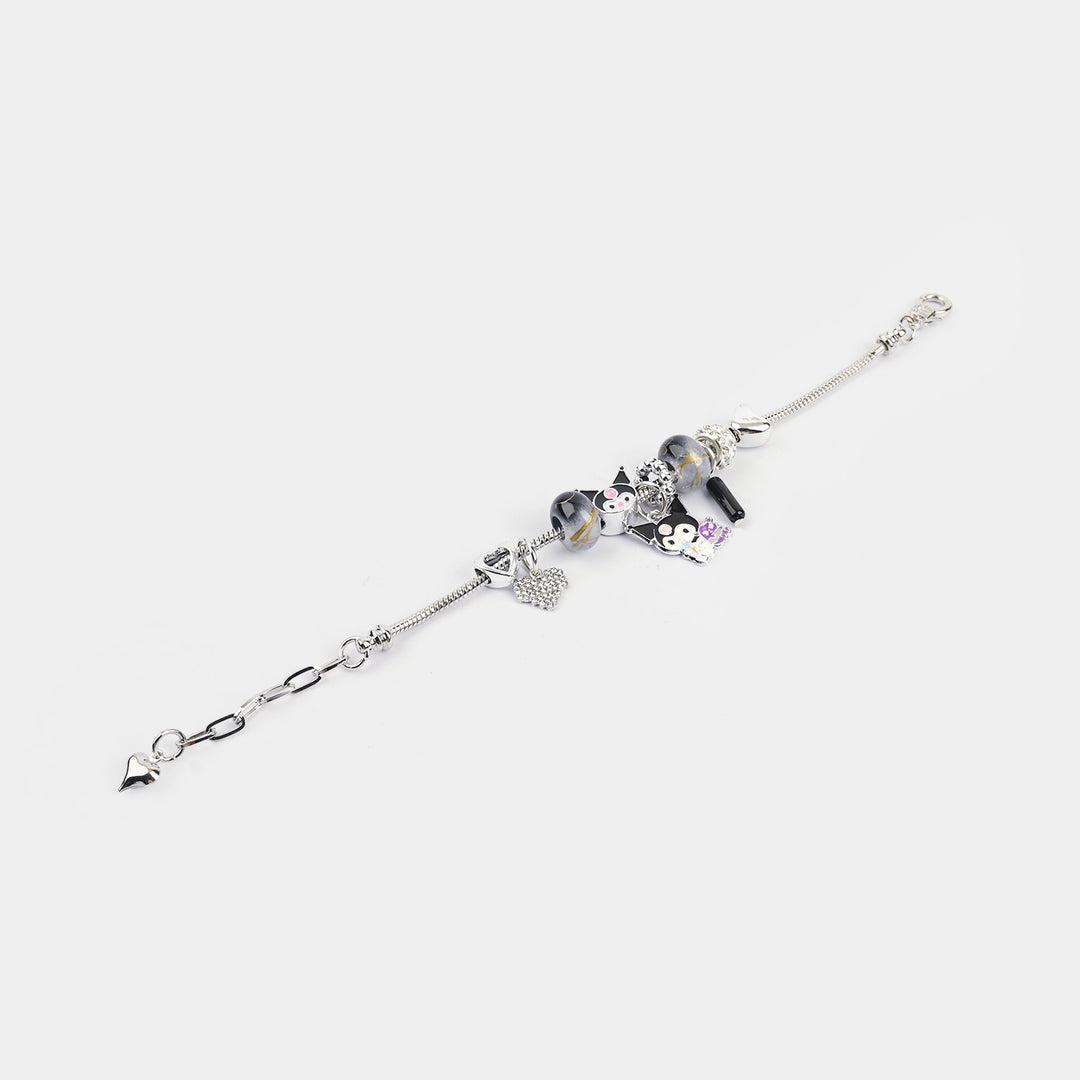 Silver-Plated Snake Chain Charm Bracelet
