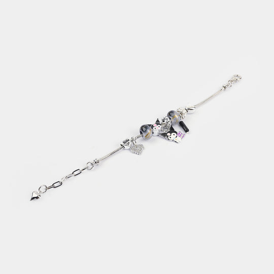 Silver-Plated Snake Chain Charm Bracelet