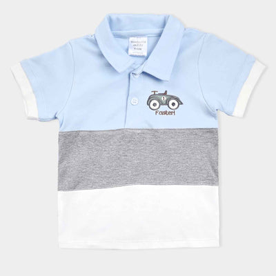 Infant Boys Cotton Interlock Suit -Blue/Grey