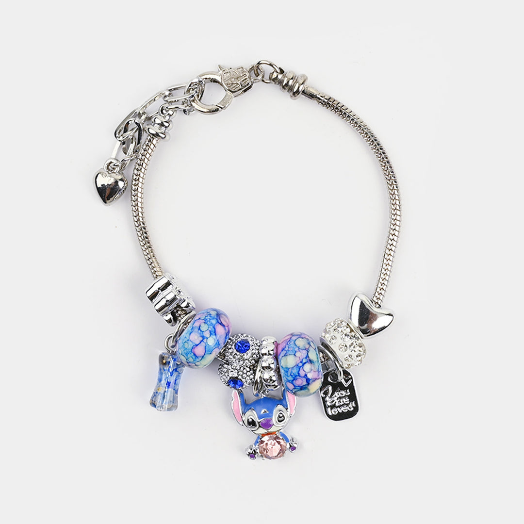 Silver-Plated Snake Chain Charm Bracelet