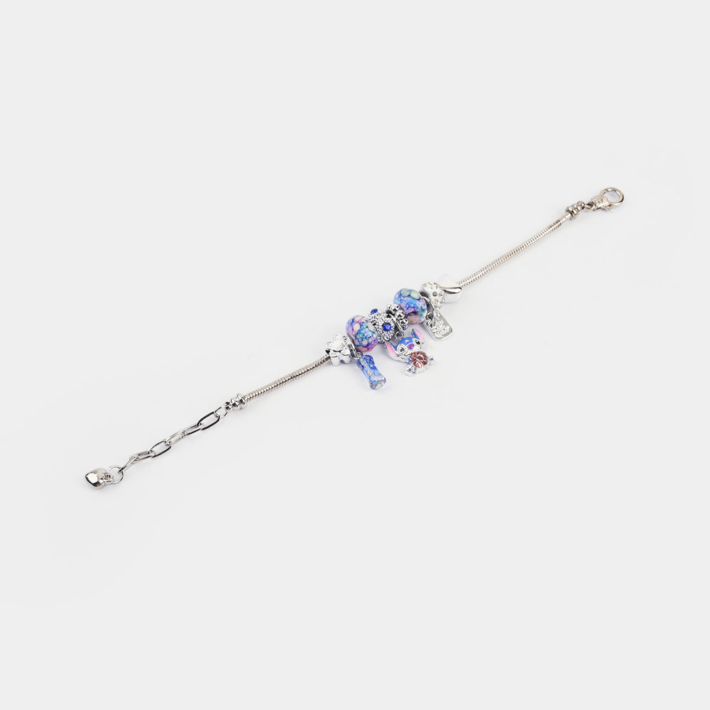 Silver-Plated Snake Chain Charm Bracelet