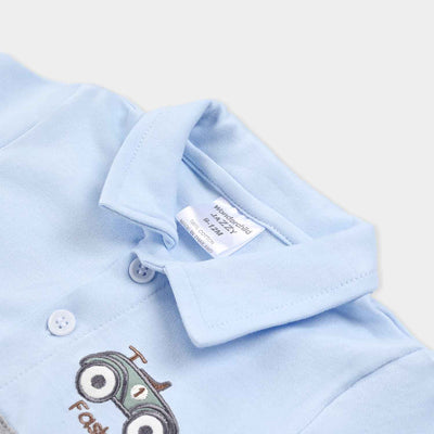 Infant Boys Cotton Interlock Suit -Blue/Grey