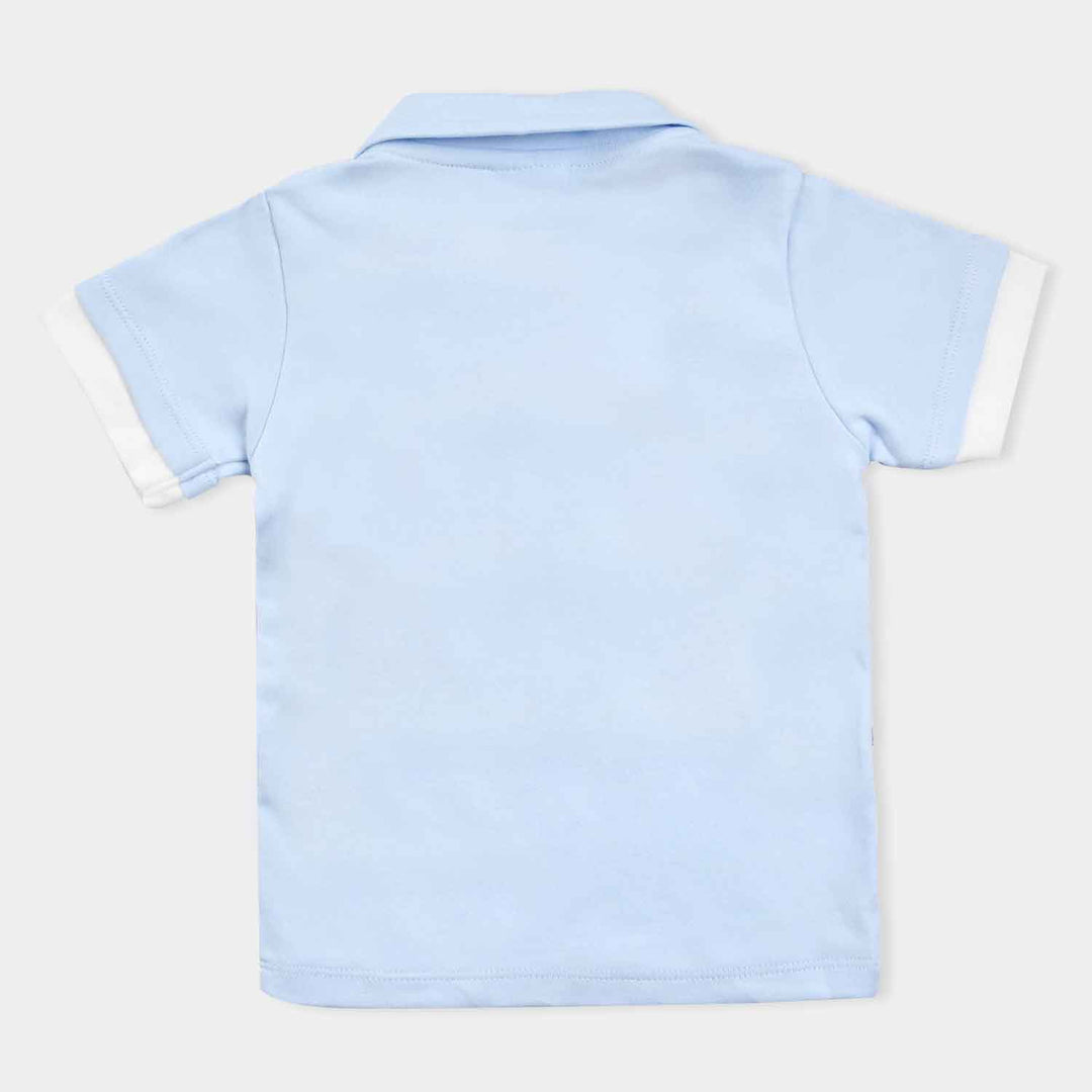 Infant Boys Cotton Interlock Suit -Blue/Grey