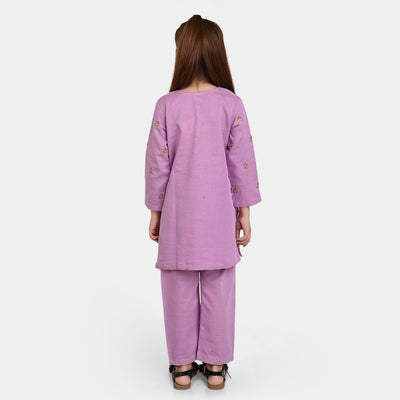 Girls Cotton 2PCs SUIT 2 Birds-Violet