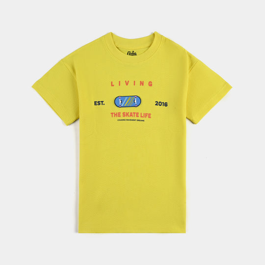 Boys Jumbo Pique T-Shirt H/S Skate Life-Yellow