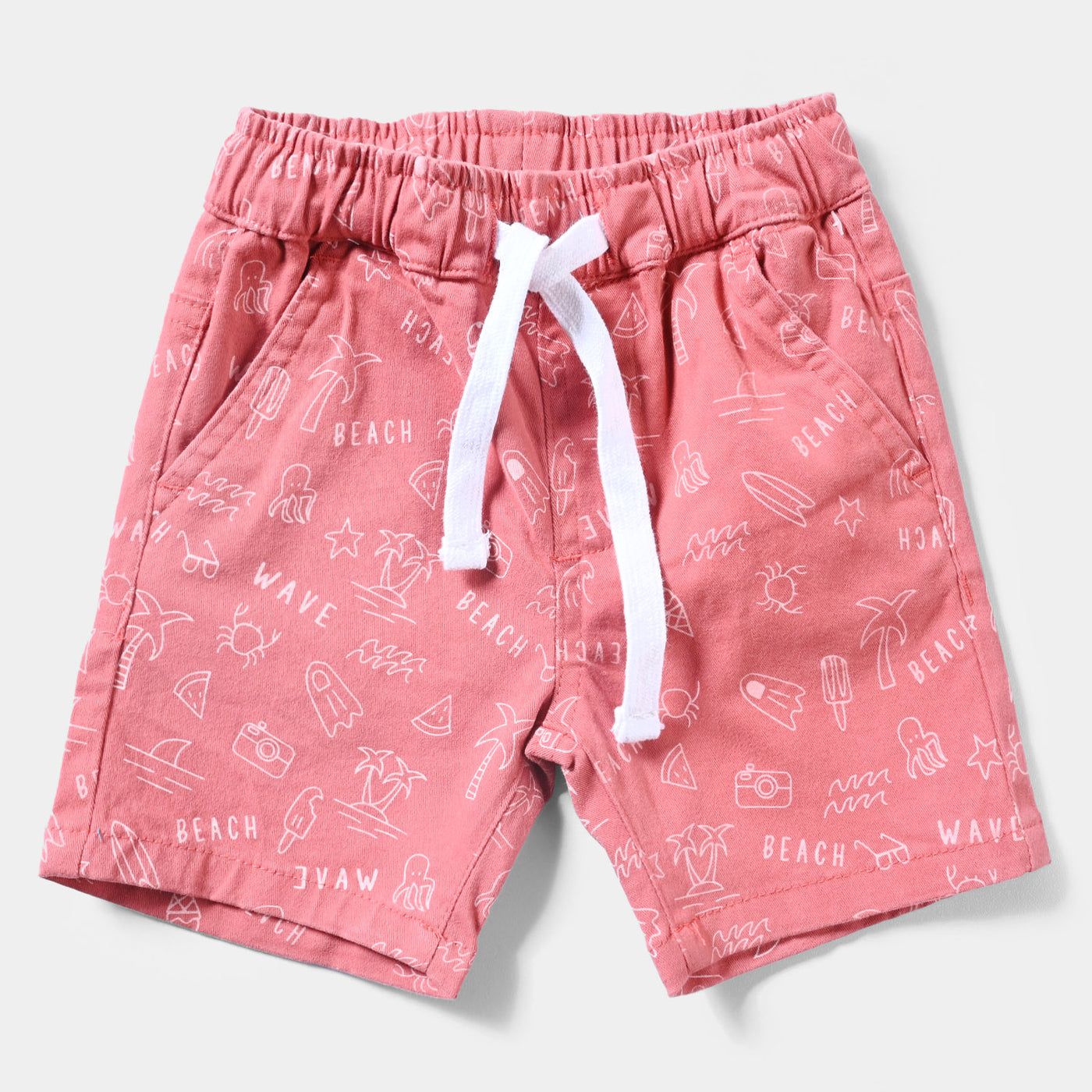 Infant Boys Cotton Twill Short Beach Wave-Coral