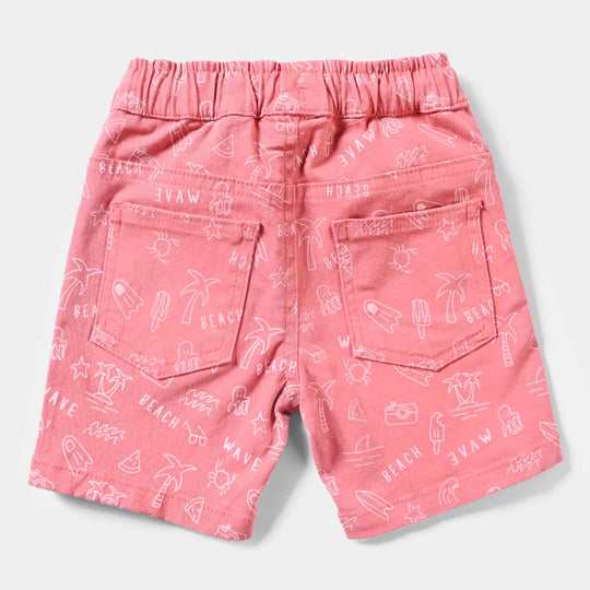 Infant Boys Cotton Twill Short Beach Wave-Coral