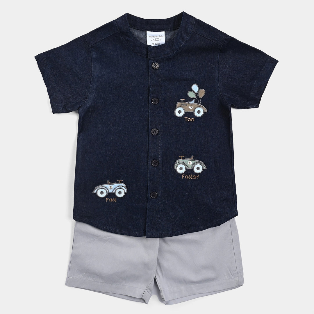 Infant Boys Cotton Interlock Suit -NAVY