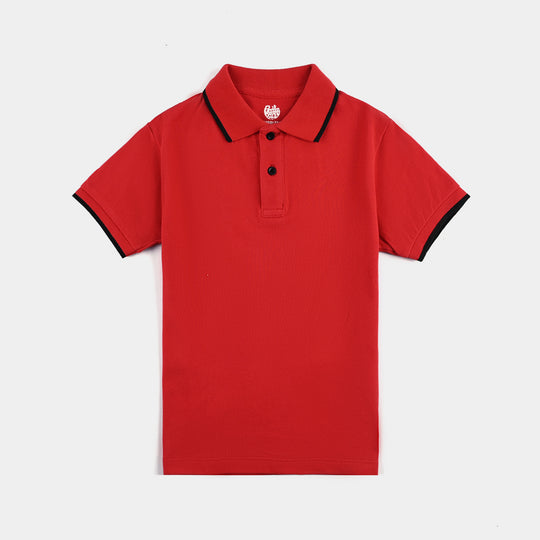 Boys Jumbo Pique Polo Basic-HR.Red