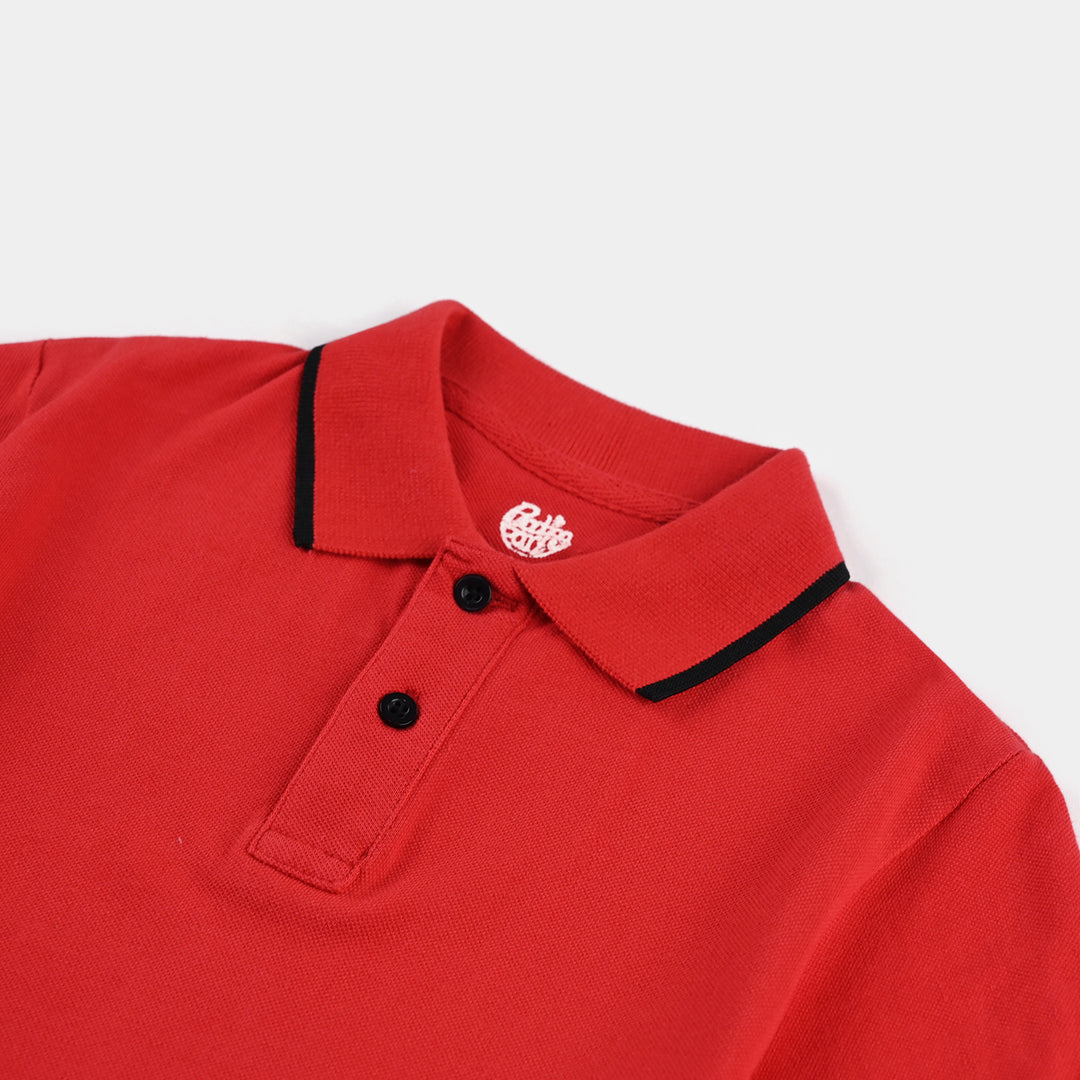 Boys Jumbo Pique Polo Basic-HR.Red