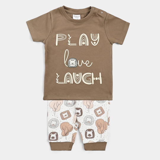 Infant Boys Cotton Interlock Suit -L.BROWN