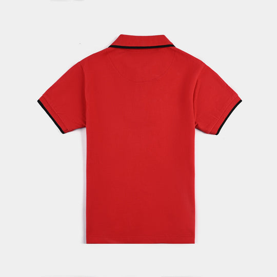 Boys Jumbo Pique Polo Basic-HR.Red