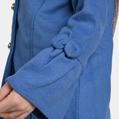 Girls Wool Woven Jacket - Blue