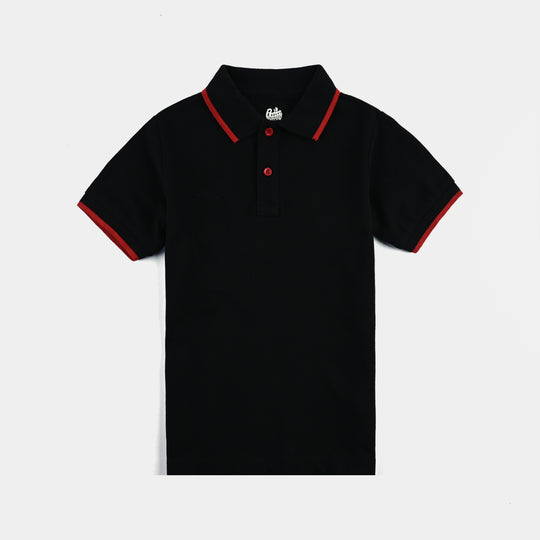 Boys Jumbo Pique Polo Basic-Jet Black