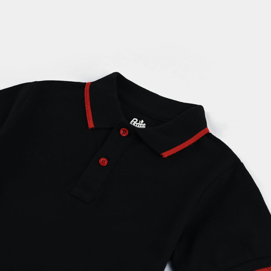 Boys Jumbo Pique Polo Basic-Jet Black