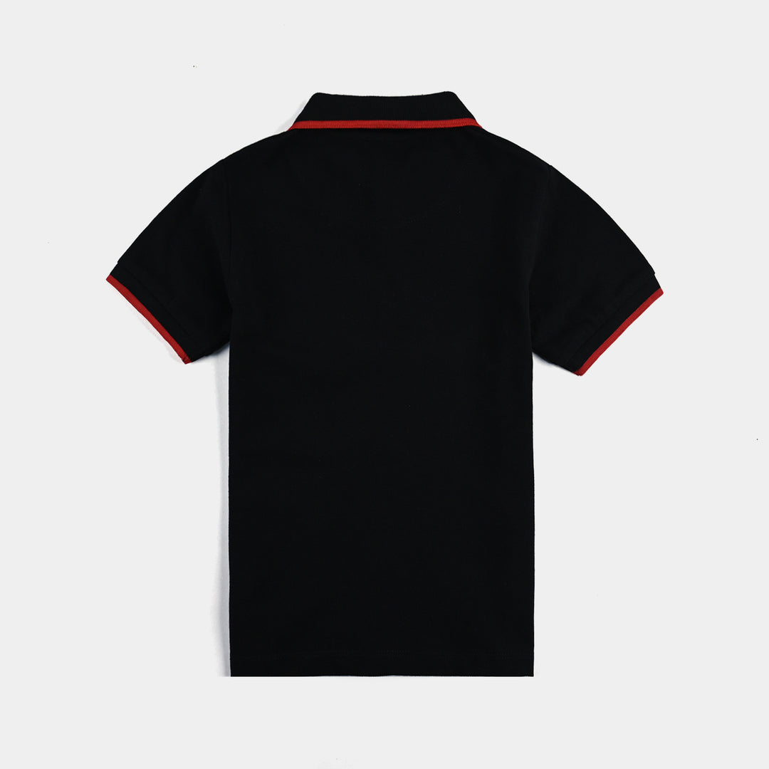 Boys Jumbo Pique Polo Basic-Jet Black