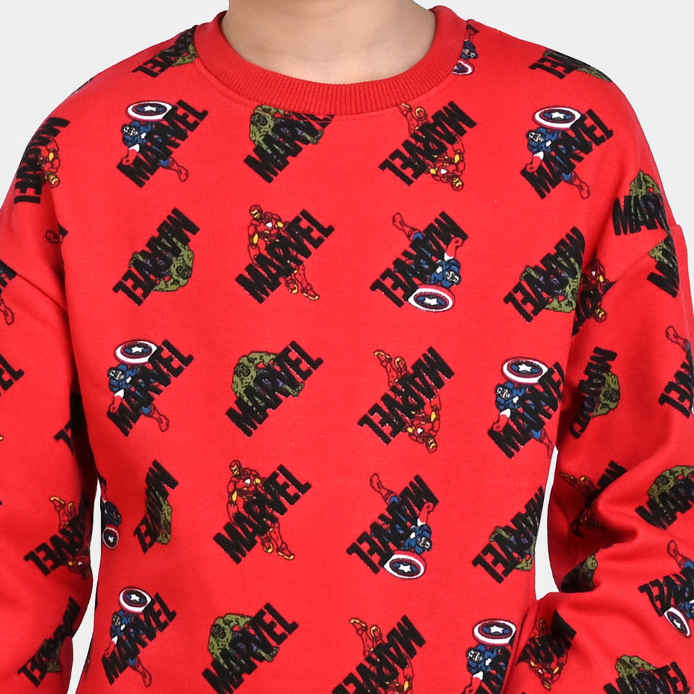 Boys Cotton Slub Sweatshirt heroes -Scarlet