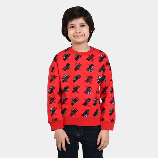 Boys Cotton Slub Sweatshirt heroes -Scarlet