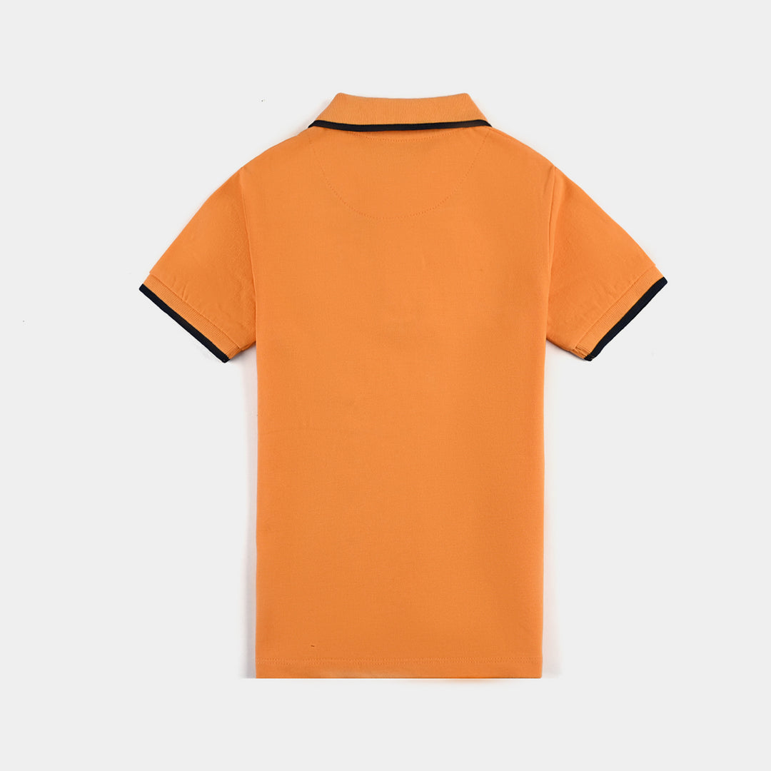 Boys Jumbo Pique Polo Basic-B.Orange