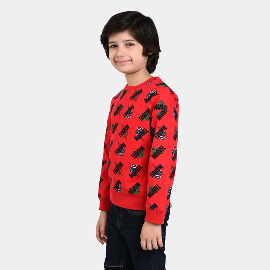 Boys Cotton Slub Sweatshirt heroes -Scarlet