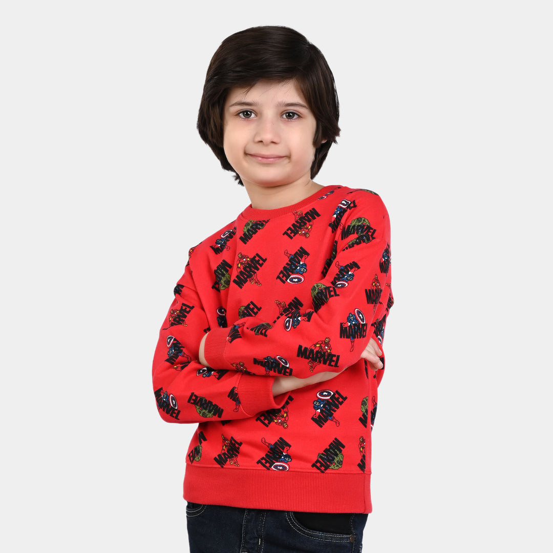 Boys Cotton Slub Sweatshirt heroes -Scarlet