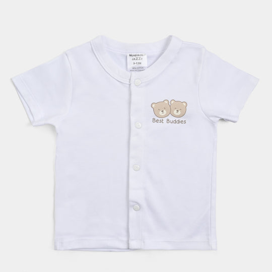 Infant Boys Cotton Interlock 3PCs Set-White