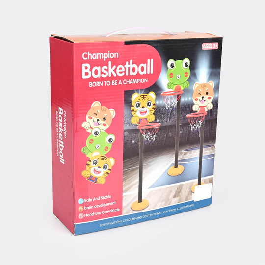 Kids' Adjustable Basketball Hoop Stand – Cartoon Tiger Theme